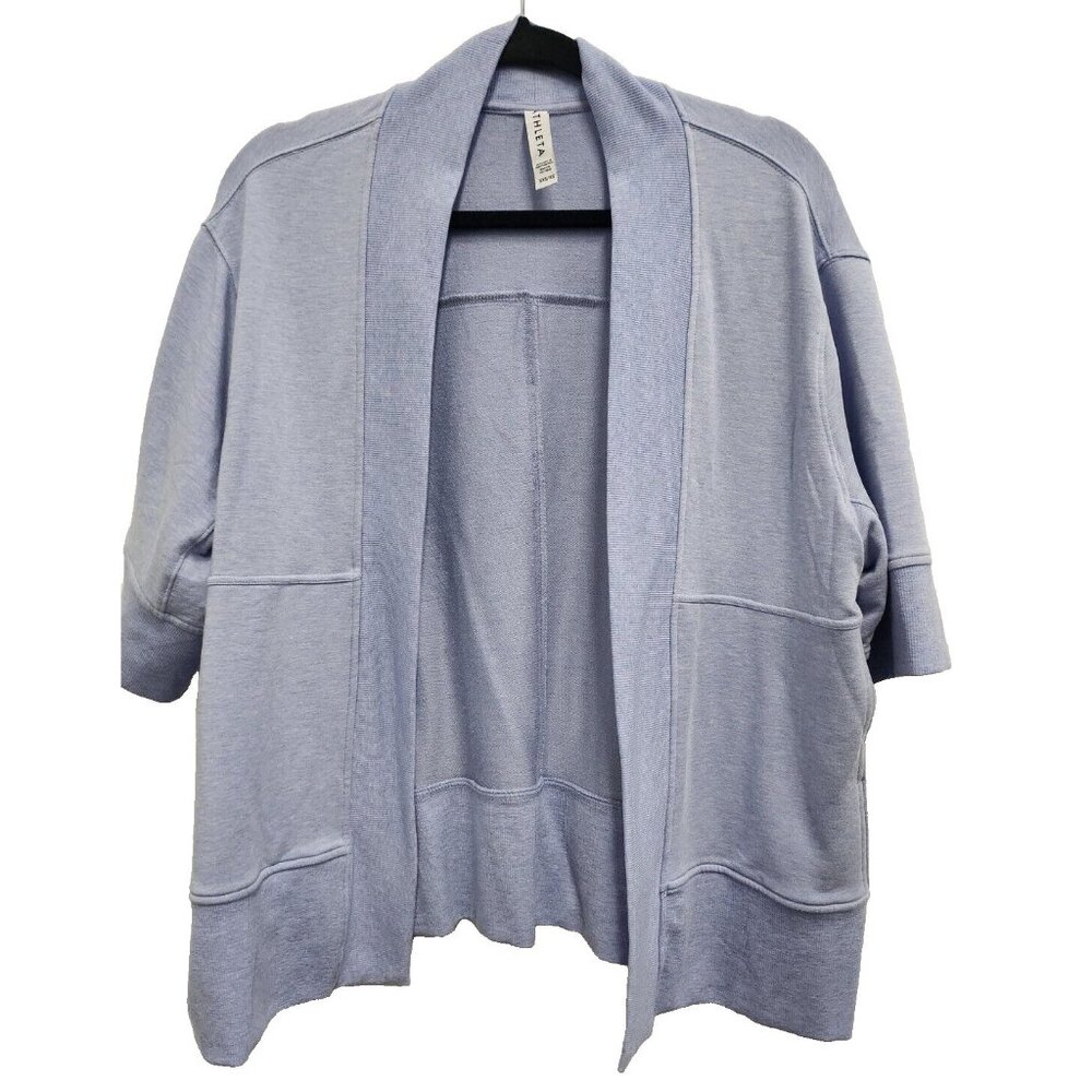 Athleta Womens Lotus Wrap Cardigan XXS/XS Heather Blue Open Soft Knit Athleasure